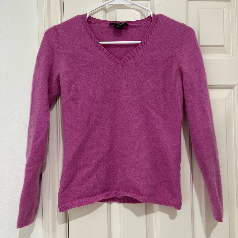 Ann Taylor Cashmere Pink V Neck Sweater size small